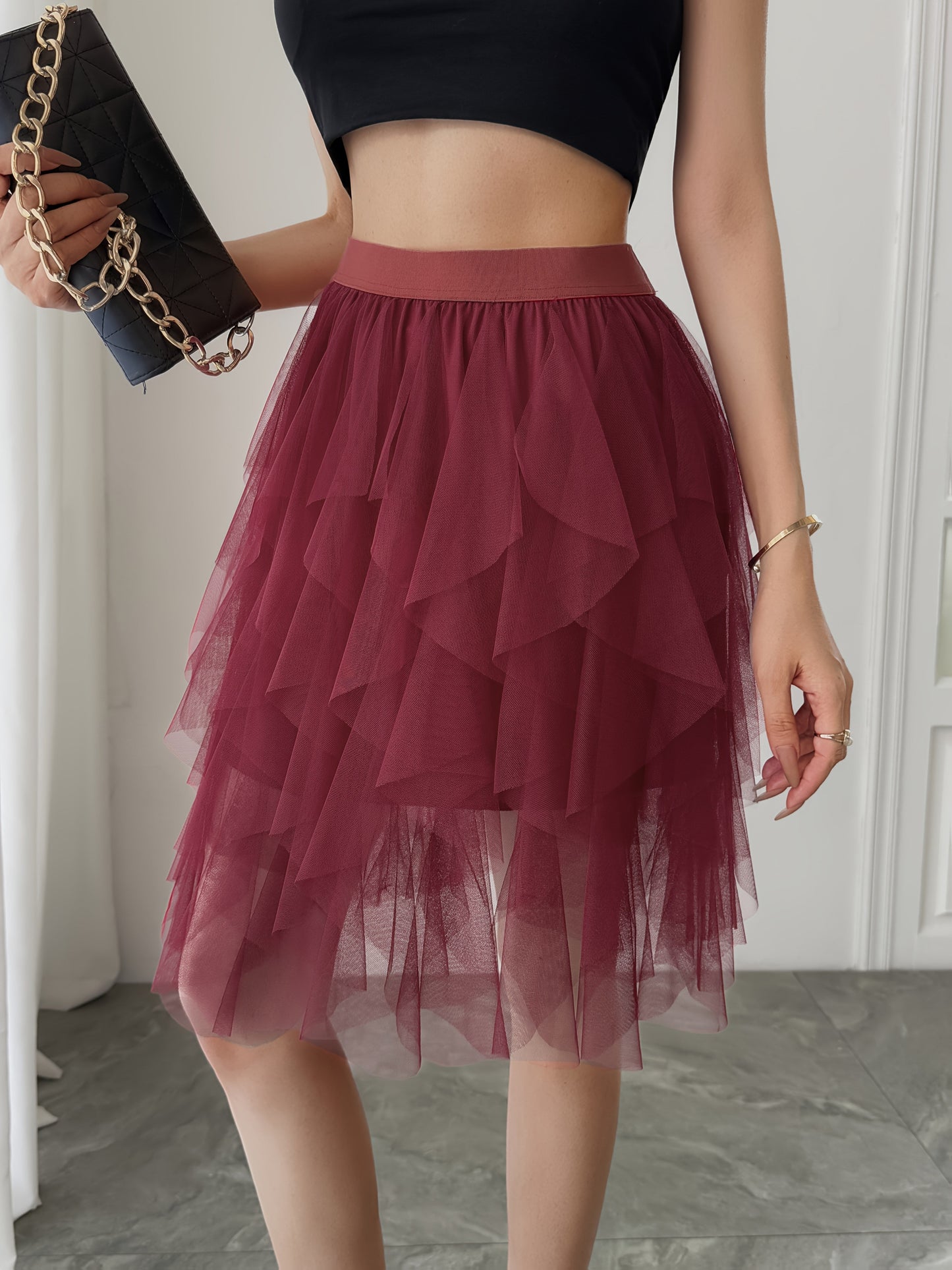 Damen Tüllrock mit Stufen-Design – Verspielter, femininer Look für Alltag und besondere Anlässe
