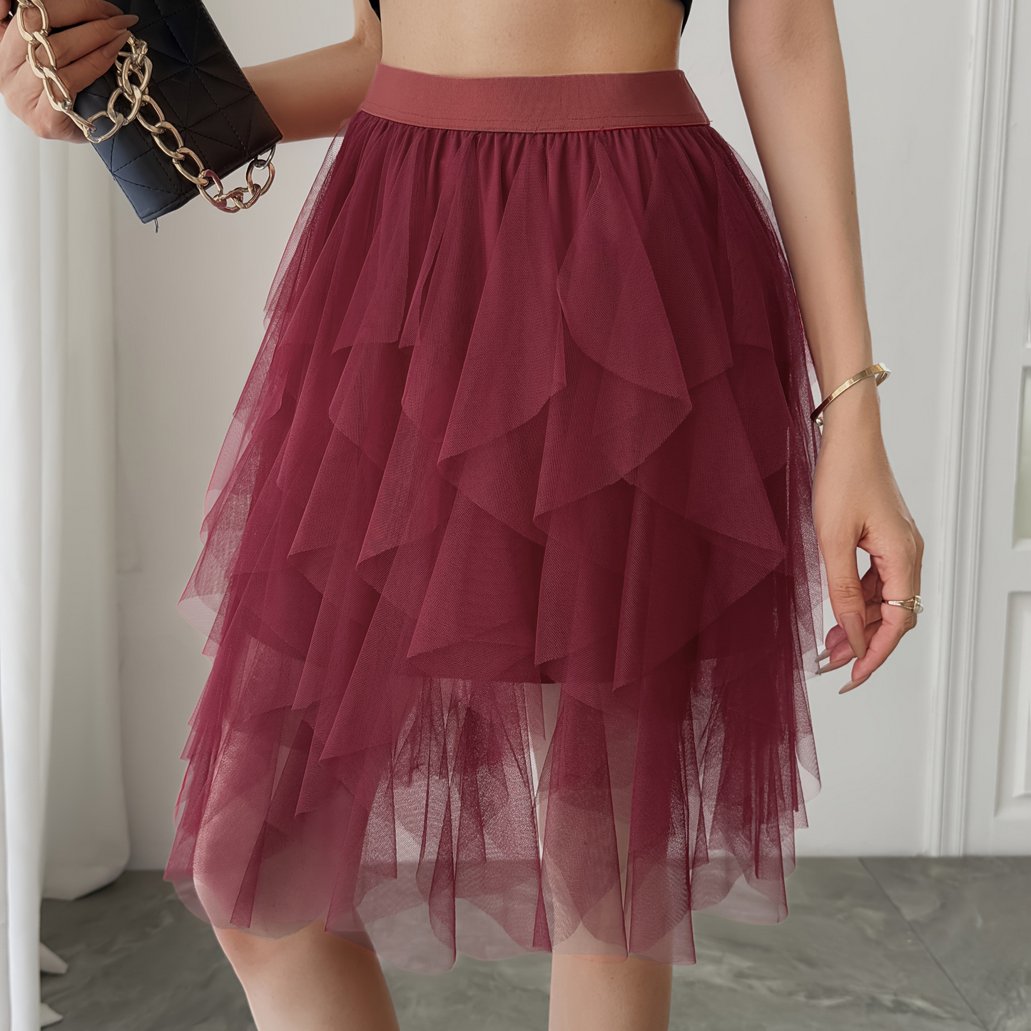 Damen Tüllrock mit Stufen-Design – Verspielter, femininer Look für Alltag und besondere Anlässe