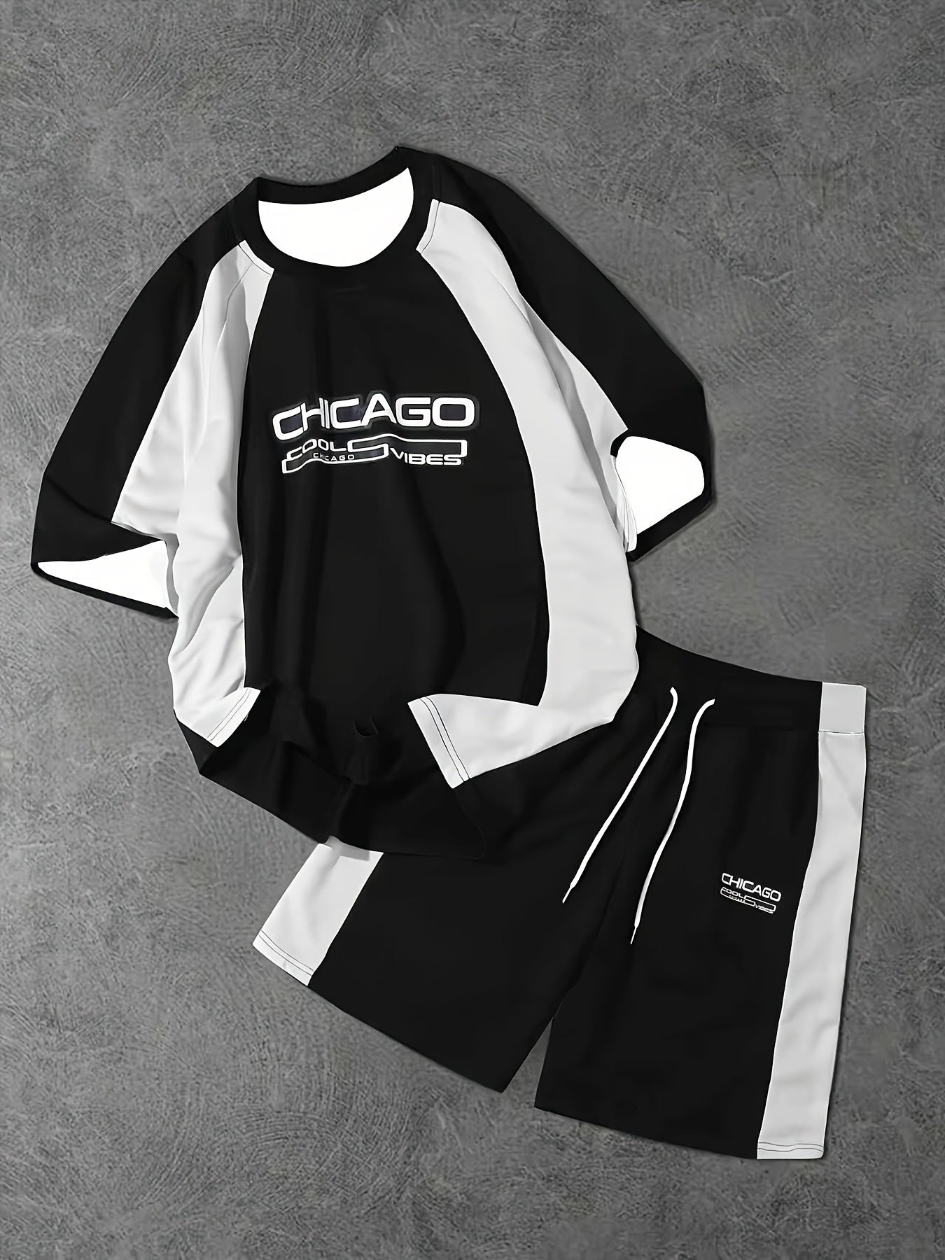 Herren Sportliches Chicago Zweiteiler Set mit Print – Urban Style für Freizeit & Fitness