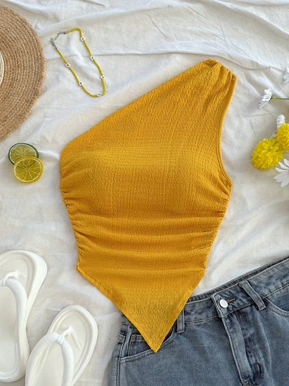 Damen Asymmetrisches Freizeit-Top mit Blumenmuster – Elegantes Sommer Oberteil für Alltag & Urlaub