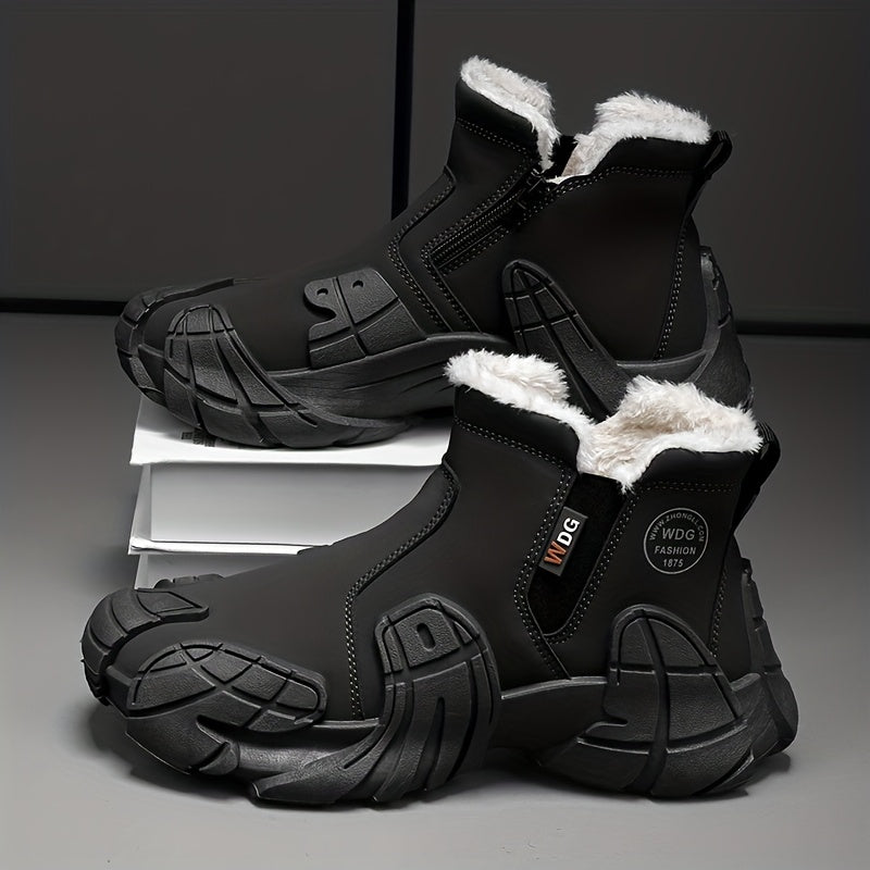 Herren Winterstiefel gefüttert mit Reißverschluss & Profilsohle Grau