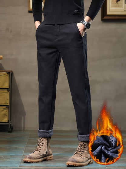 Herren gefütterte Hose Winter Warme Chinohose Cordoptik