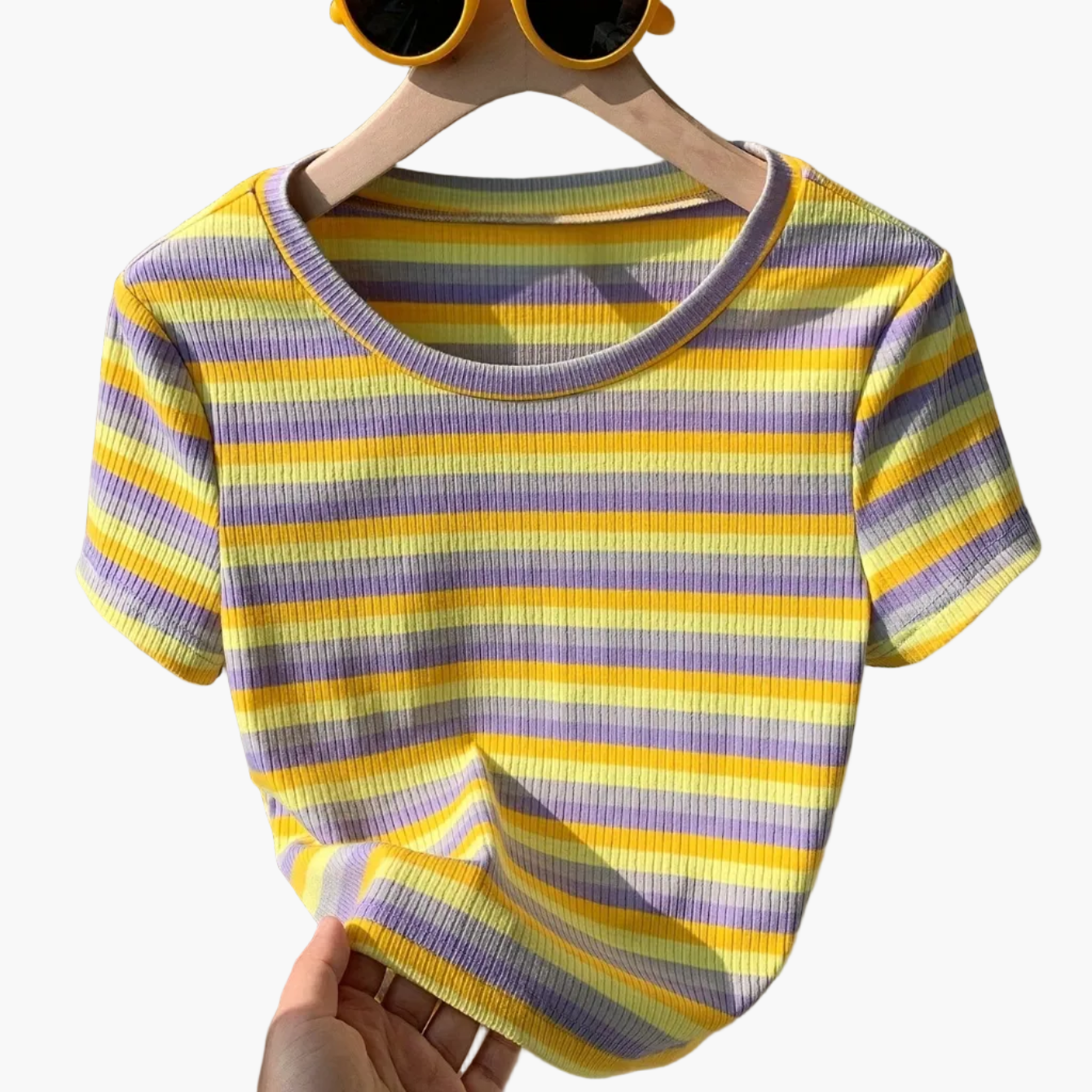 Damen Kurzarm Streifen T-Shirt – Retro Style für Alltag & Freizeit