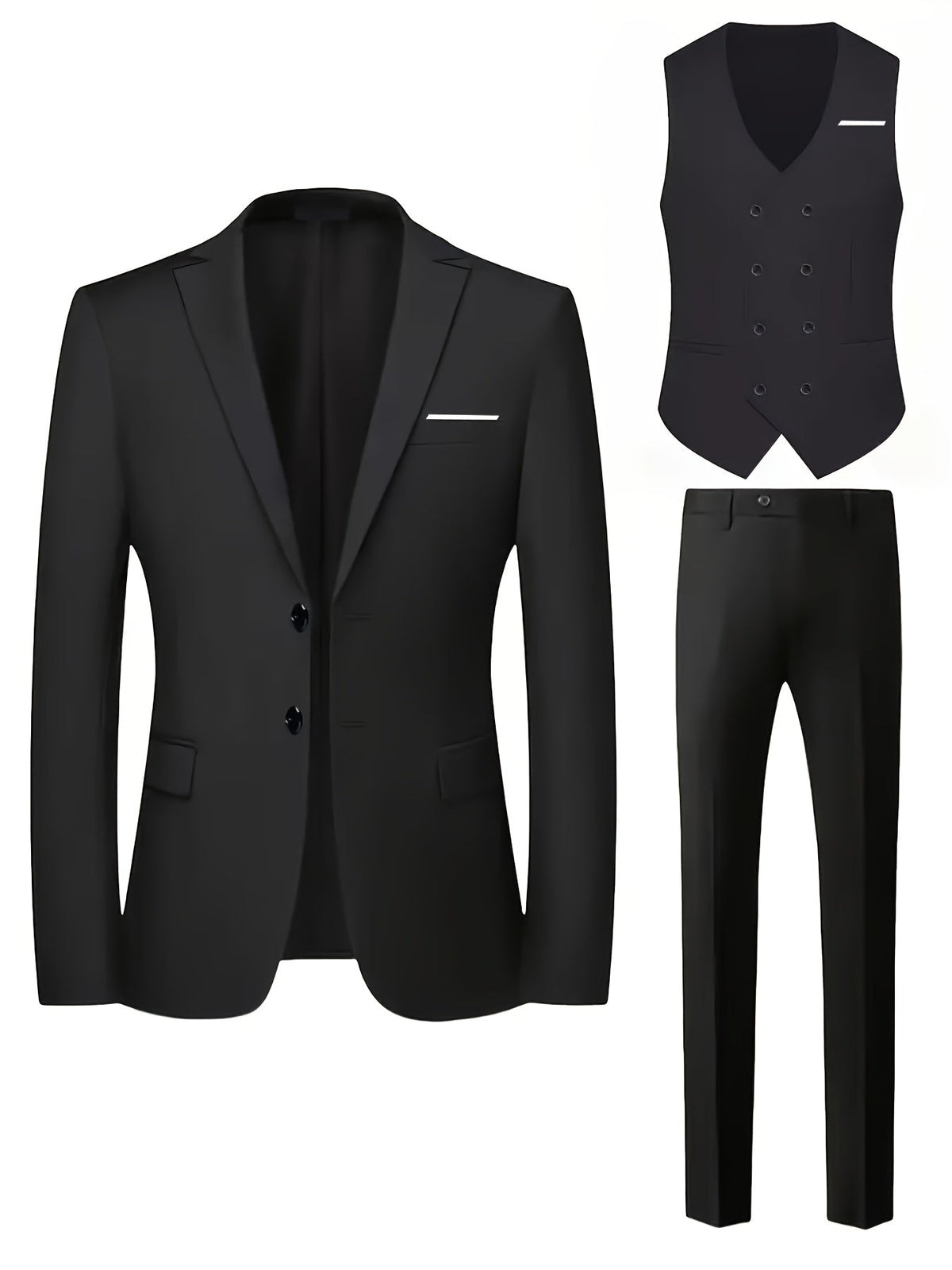 Herren Anzug Set 3-teilig mit Sakko Weste Hose Hochzeitsanzug Business