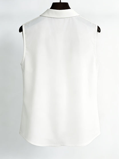 Damen Bluse ärmellos mit Rüschen-Design für Büro und elegante Anlässe