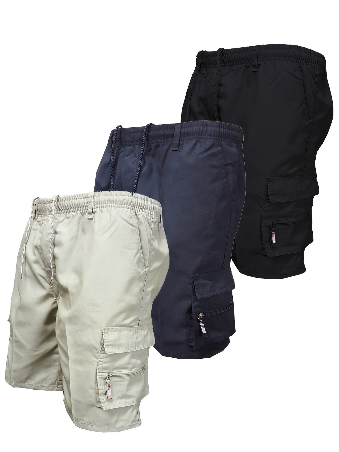 Herren Cargo Shorts 3er Pack – Bequeme Utility Bermudas mit Taschen für Alltag & Freizeit