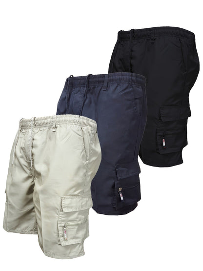 Herren Cargo Shorts 3er Pack – Bequeme Utility Bermudas mit Taschen für Alltag & Freizeit