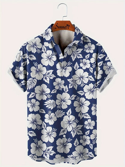Herren Hawaiihemd im floralen Urlaubsstil – Kurzarm Freizeithemd für Strand und Sommer