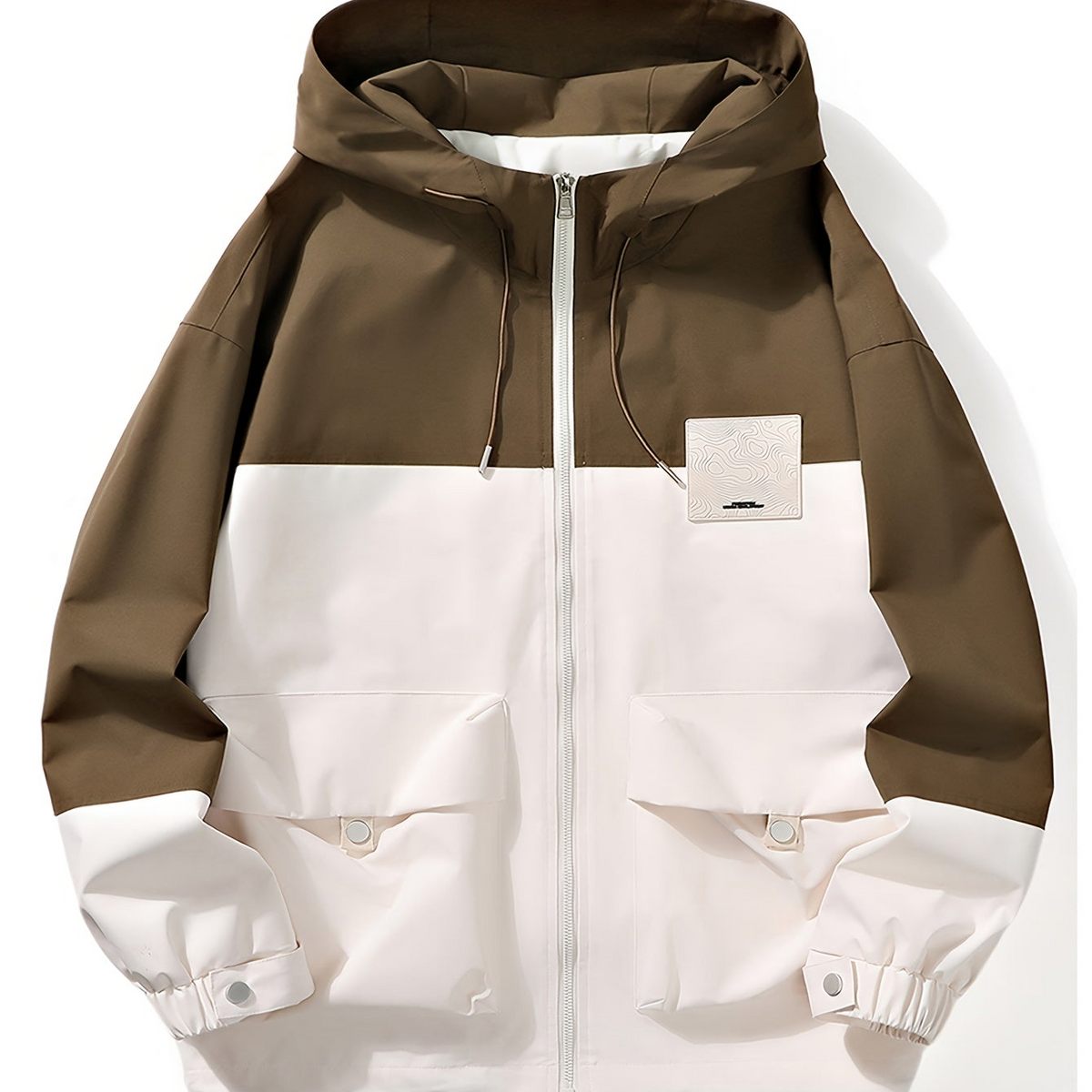 Unisex Kapuzenjacke Color-Blocking Reißverschluss Windjacke Freizeit