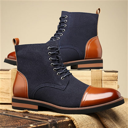 Herren Schnürstiefel Zweifarbig mit Schnürung