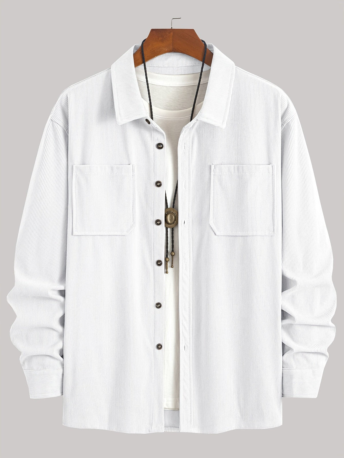 Herren Cordhemd Overshirt mit zwei Brusttaschen Langarm Freizeithemd