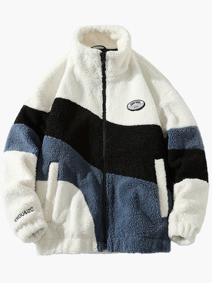 Herren Fleecejacke im Preppy Stil – Weicher Colorblock Softshell für Freizeit & Alltag