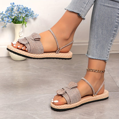 Damen Sommer Sandalen mit Schleife und Knöchelriemen – Bequeme Freizeitschuhe für Alltag und Urlaub
