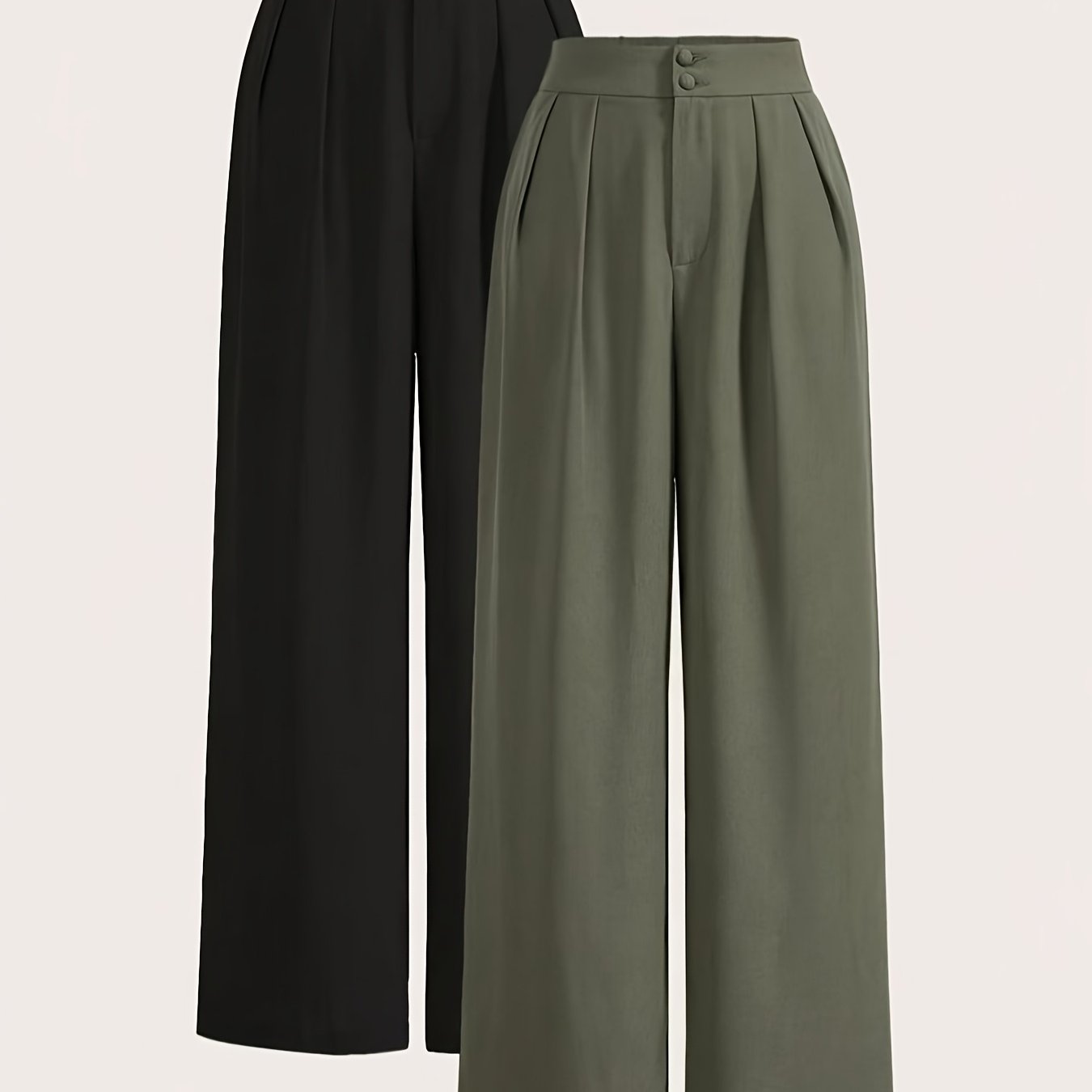 Damen Weite High-Waist Anzughose Elegant mit Bügelfalten Business & Freizeit