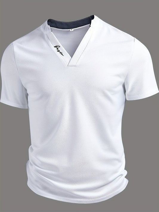 Herren Modernes V-Ausschnitt T-Shirt mit Akzentkragen – Stilvolles Freizeitshirt