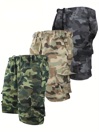 Herren Cargo Shorts 3er Pack – Bequeme Utility Bermudas mit Taschen für Alltag & Freizeit