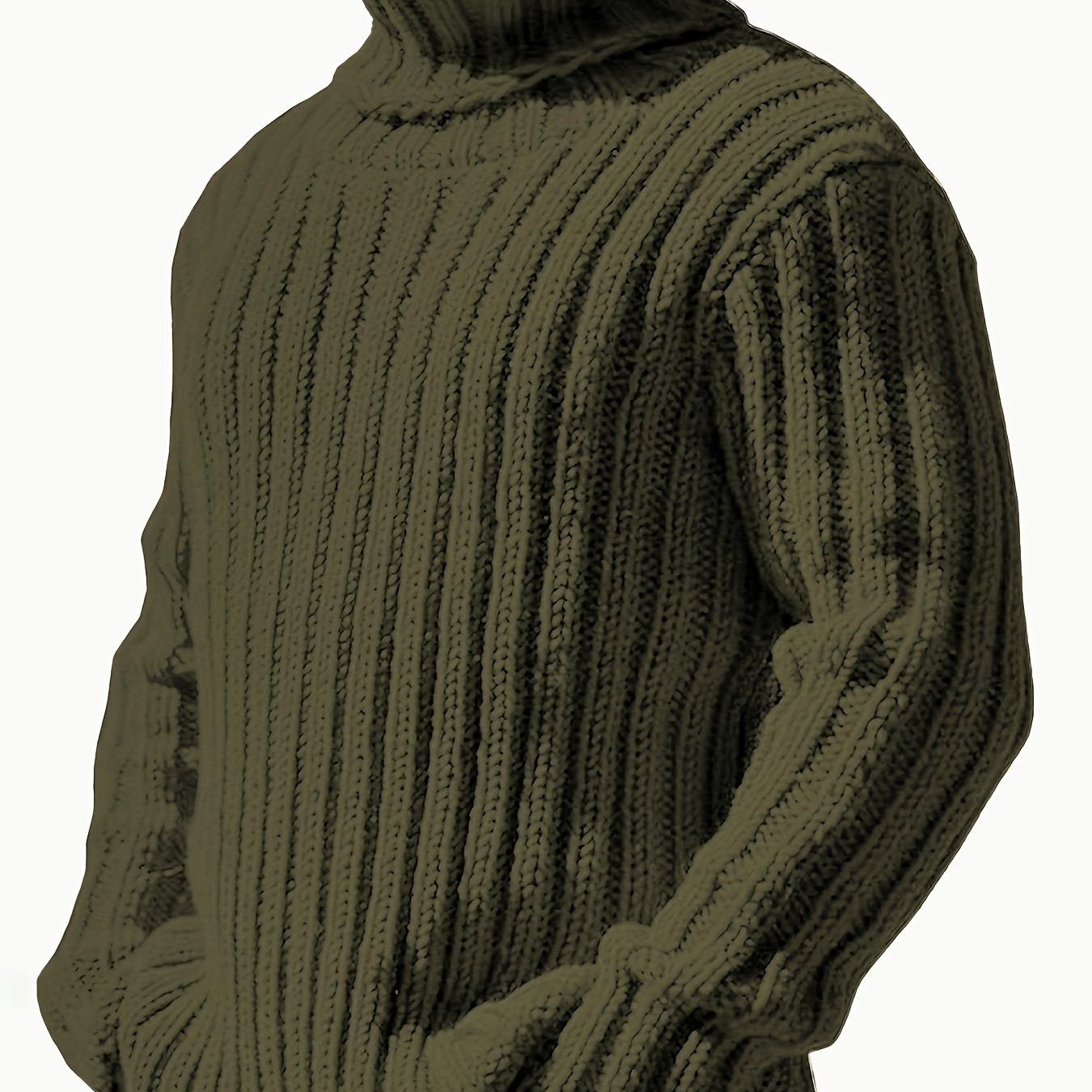 Herren Rollkragenpullover, grob gestrickt, Rippmuster, Schwarz