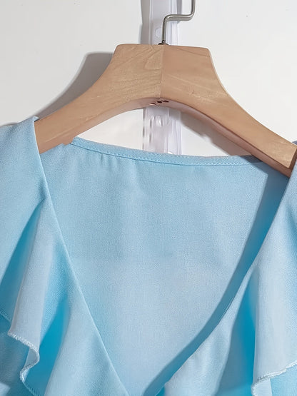 Damen Volant-Bluse mit Rüschen und Puffärmeln – Eleganter, femininer Stil für Büro & Freizeit