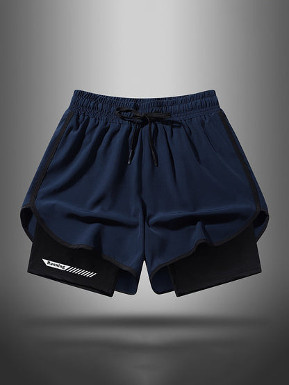 Herren Laufshorts 2-in-1 Sport Fitness Trainingsshorts mit Innenhose