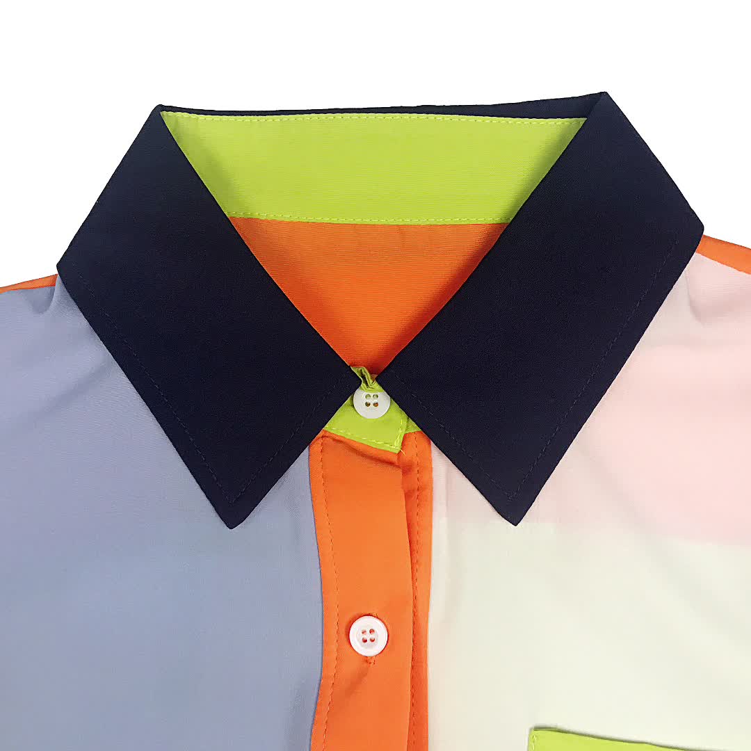 Damen Modernes Button-Up Hemd mit Kontrastdetails – Stilvolles Freizeit- und Büro-Outfit