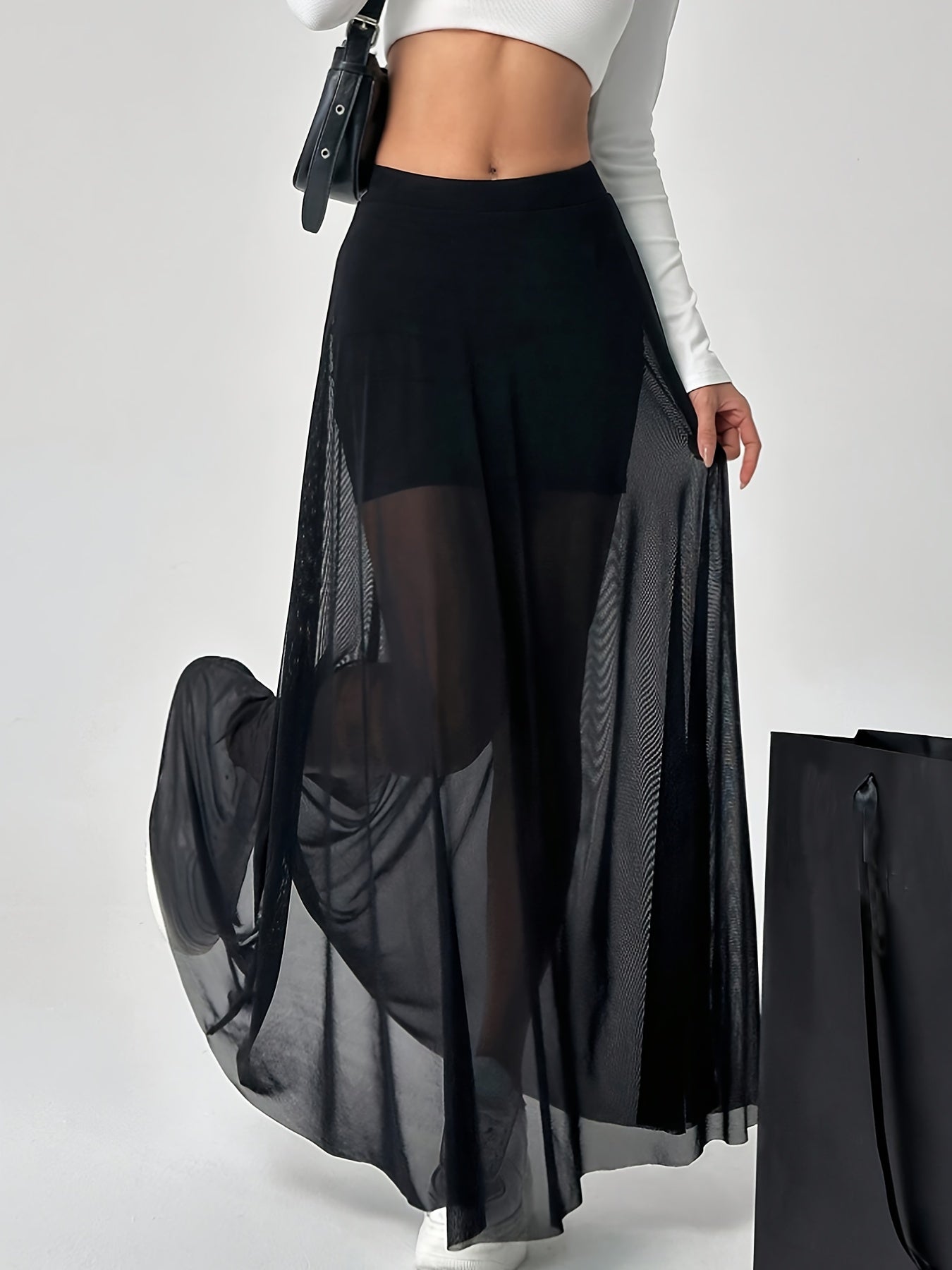 Damen Maxirock mit Mesh-Look und ausgestelltem Schnitt – Moderner Urlaubsstil