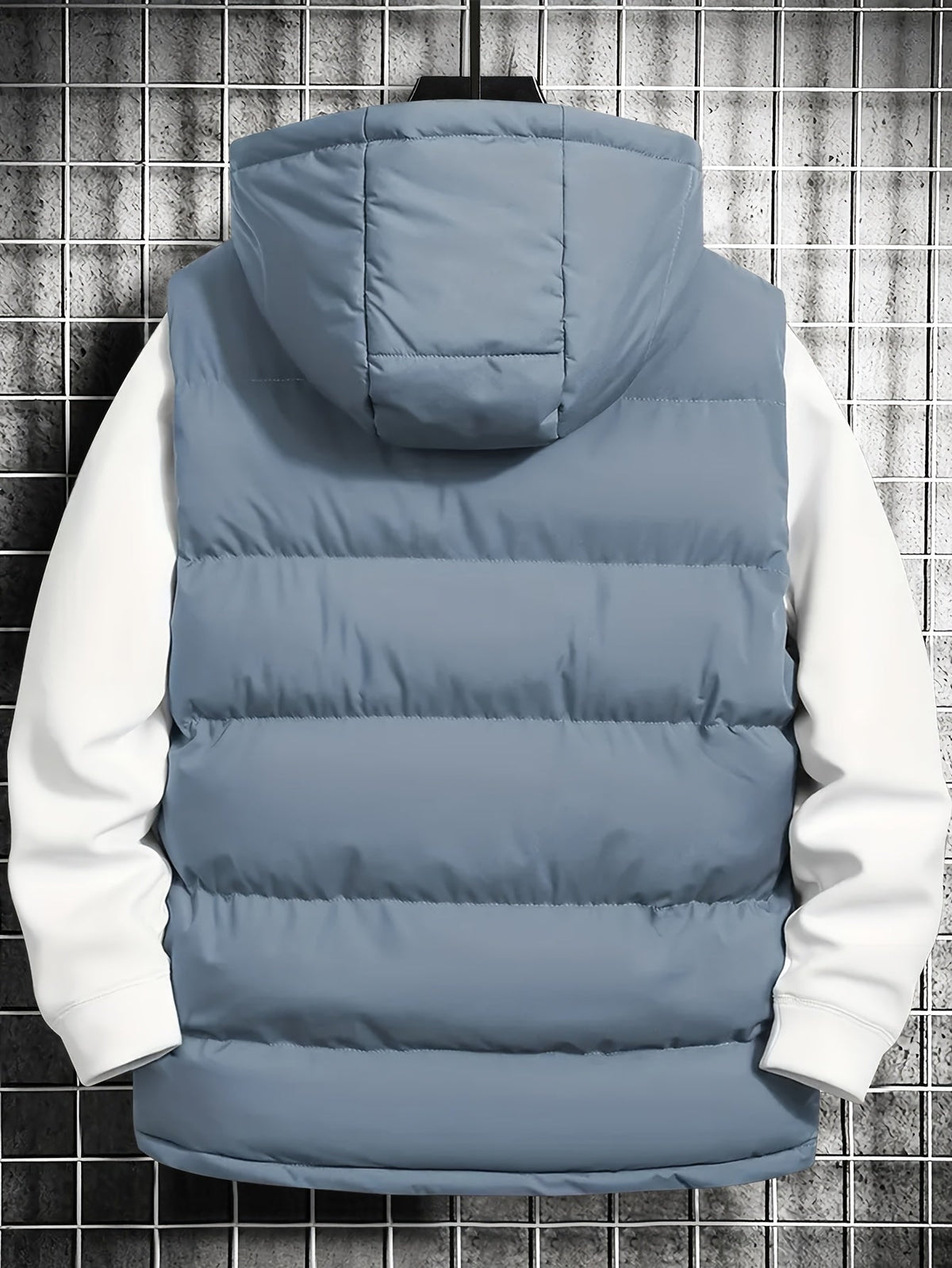 Steppweste Herren mit Kapuze - Pufferweste ärmellos, Reißverschluss, Taschen, Schwarz