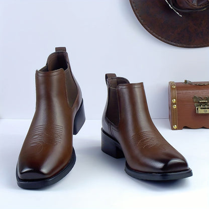 Herren Western Chelsea Stiefel Stiefeletten mit Blockabsatz