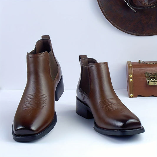 Herren Western Chelsea Stiefel Stiefeletten mit Blockabsatz