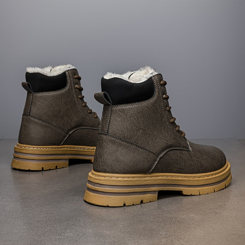 Herren Winterstiefel gefüttert Schnürstiefel Stiefelette mit Profilsohle