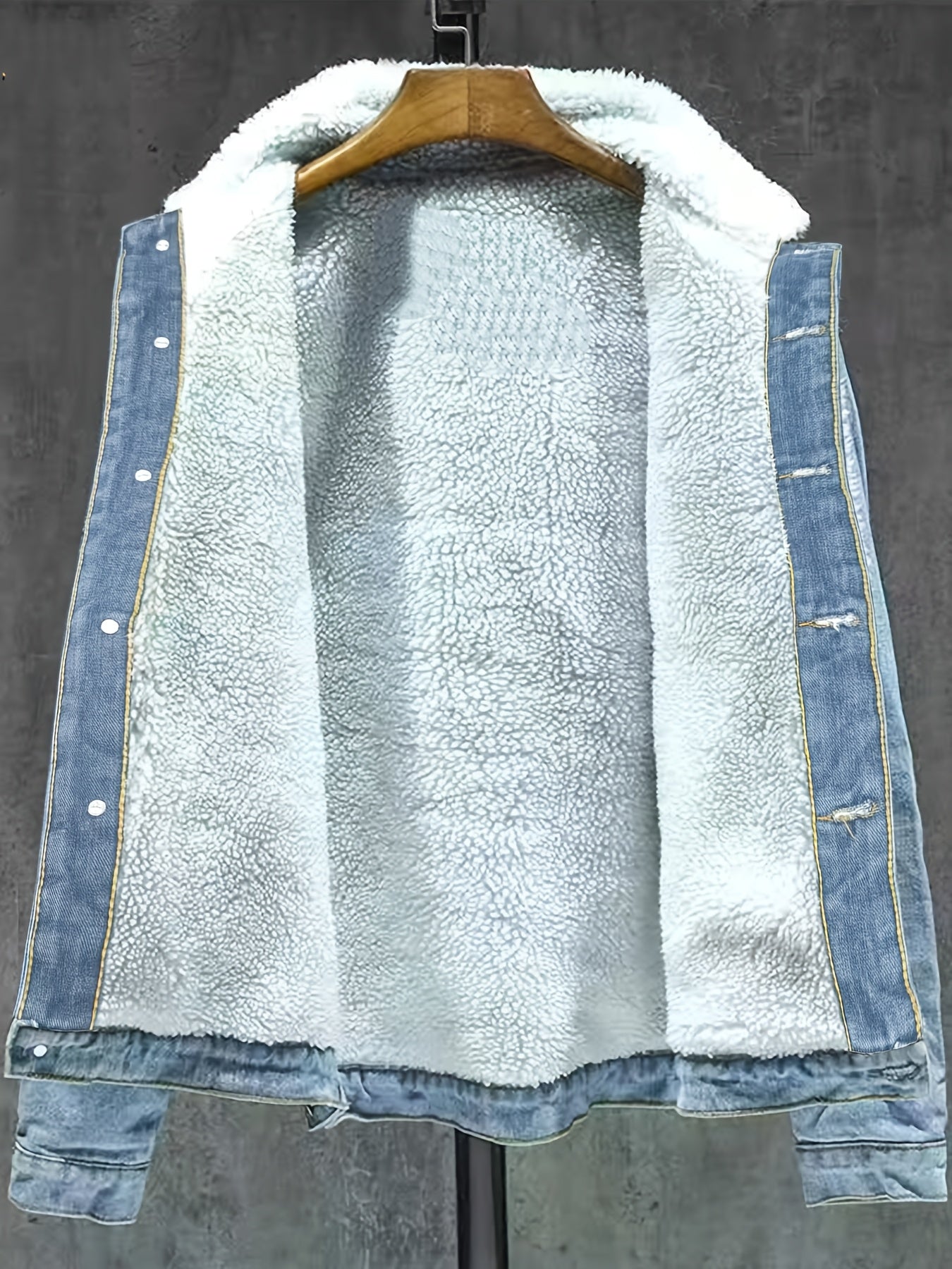 Jeansjacke Herren gefüttert Hellblau Teddyfell Kragen