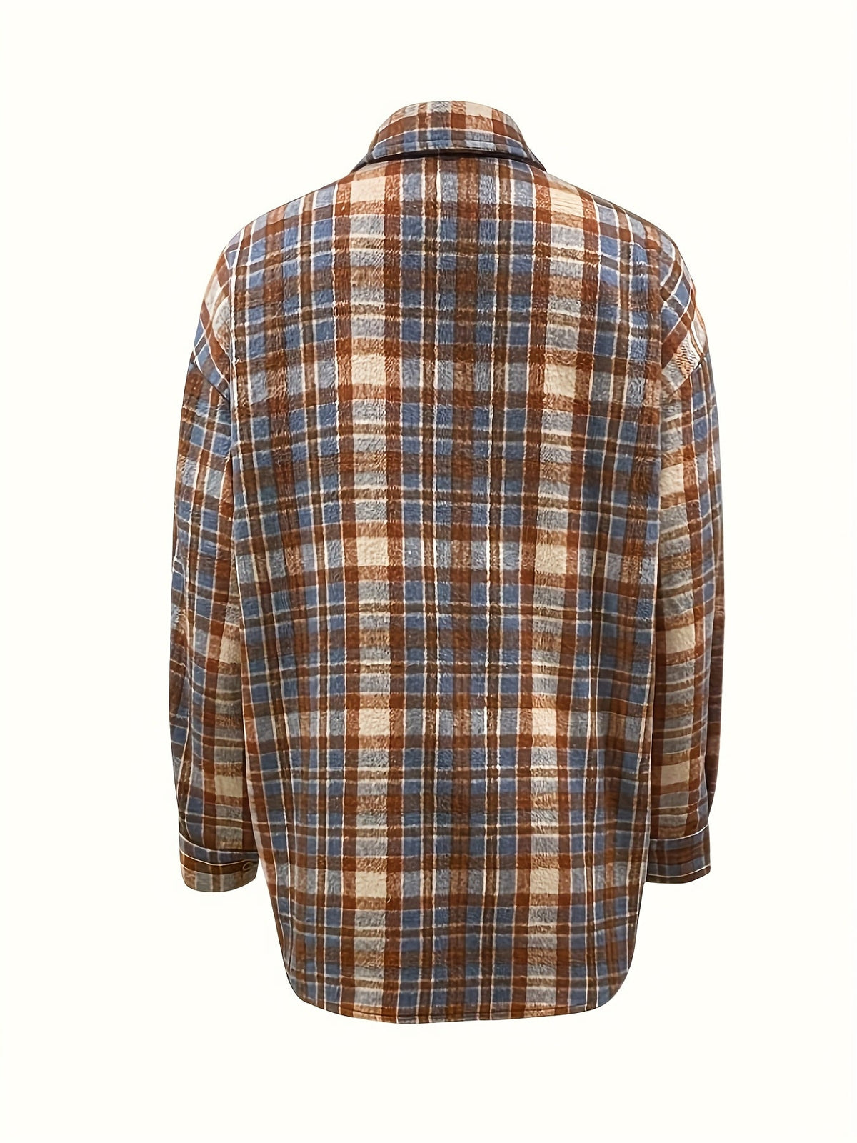 Kariertes Oversized Hemd Jacke für Damen in Braun Blau Beige