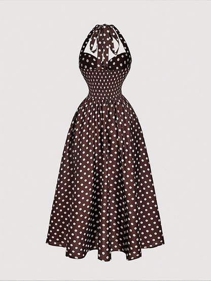 Damen Vintage Cocktailkleid mit Halterneck und Faltenrock – Eleganter Retro-Stil für besondere Anlässe