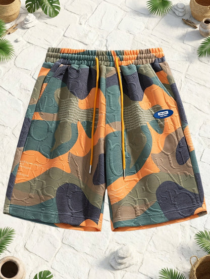 Herren Urban Style Grafik-Shorts mit Camouflage-Muster und Prägung – Freizeit & Streetwear