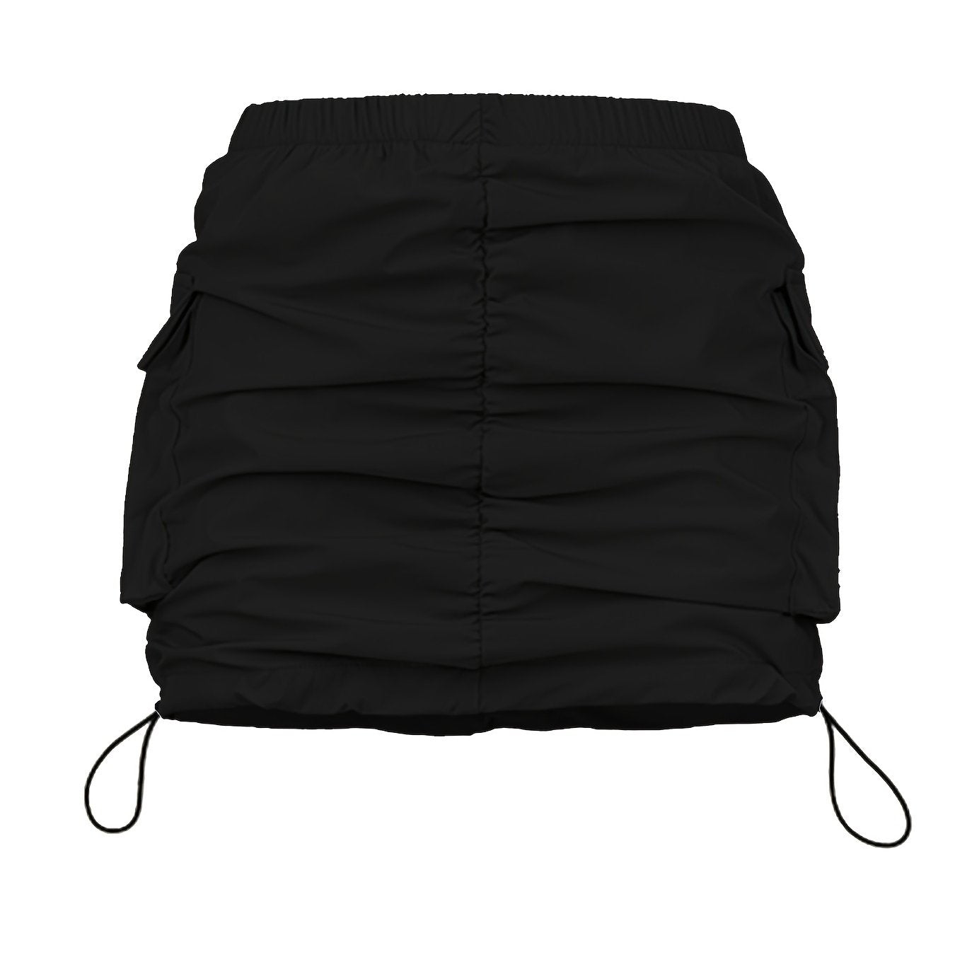 Damen Utility Minirock mit Raffung und Kordelzug – Streetstyle Cargo Skirt