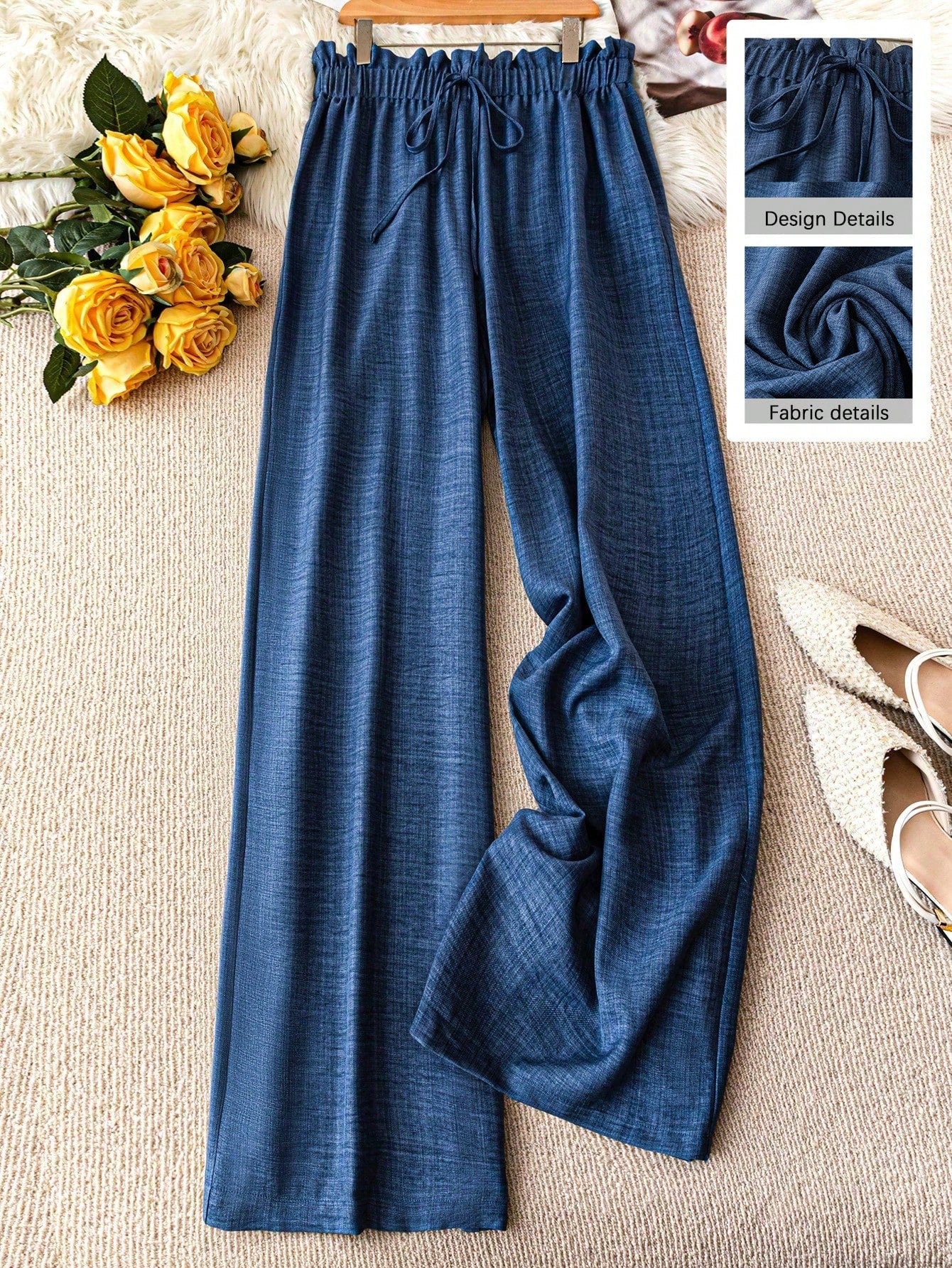 Damen Weite Freizeithose mit Kordelzug – Luftige Loungehose für Alltag und Urlaub
