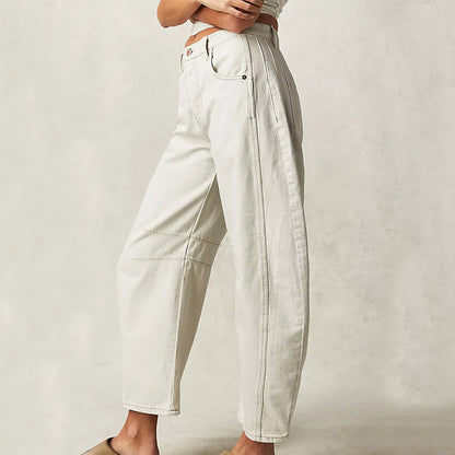 Damen Sommerhose – Weite High Waist Freizeithose mit geradem Bein für Büro oder Alltag
