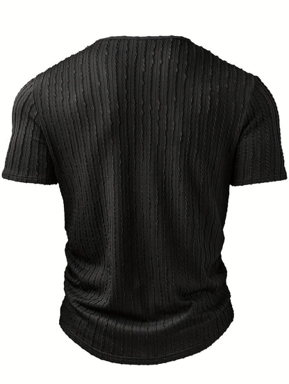 Herren Henley T-Shirt Kurzarm – Lässiges Sommer-Oberteil mit Knopfleiste, modischer Struktur-Look