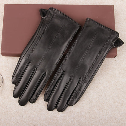 Damen Handschuhe Schwarz mit Ziernähten