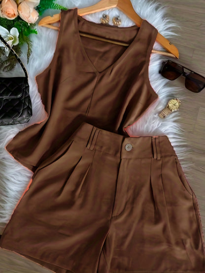 Damen Sommer Set – Elegantes Top und Shorts, Modischer Casual Look für Alltag & Urlaub