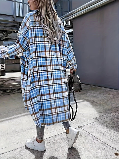 Damen Freizeit Karo Hemdjacke im Oversized Look – Perfekt für den Alltag