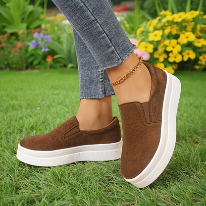 Damen Slip-On Plateau-Sneaker für Alltag und Freizeit – Bequeme Penny Loafer
