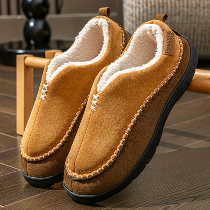Herren Pantoffeln mit warmem Futter – Braun, Schwarz, Grau, Mokassin-Stil