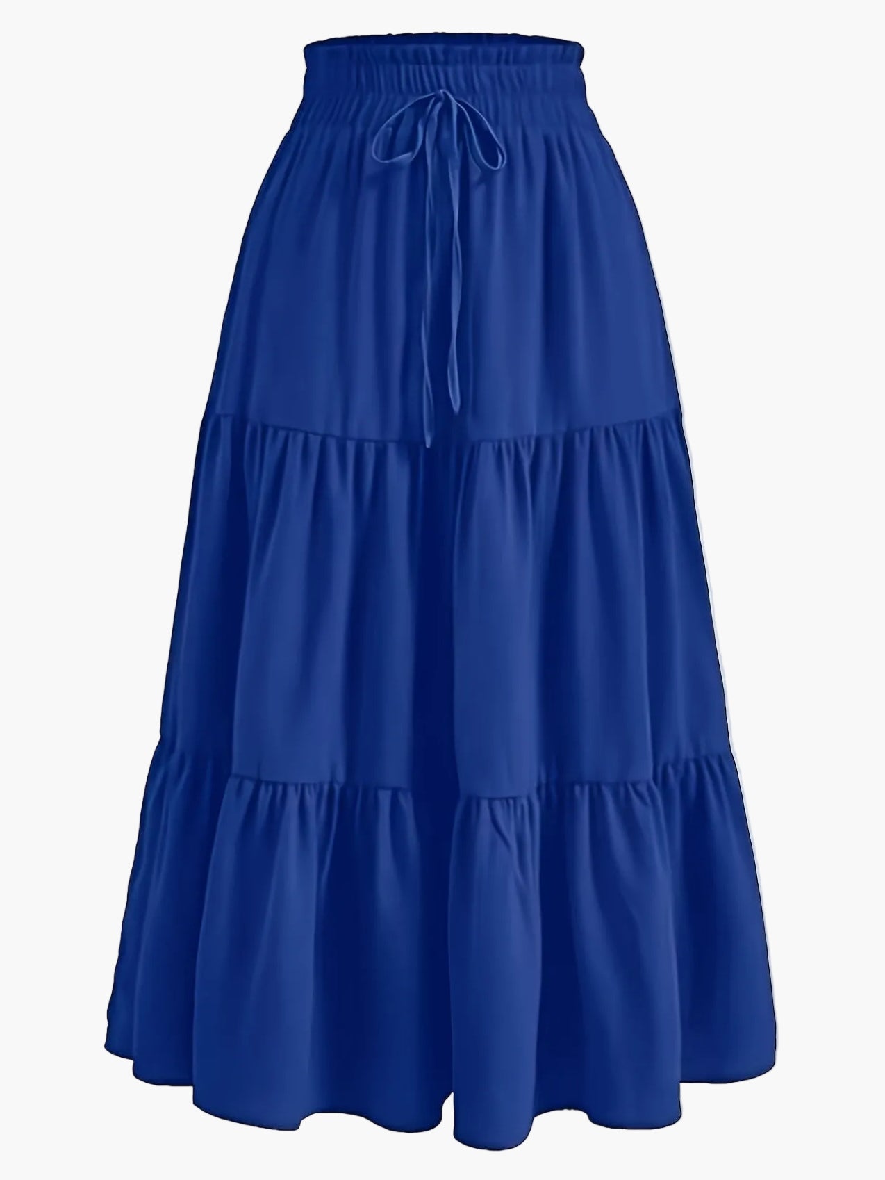 Damen Stufenrock mit hoher Taille und Bindegürtel – Eleganter Freizeit- und Sommerrock