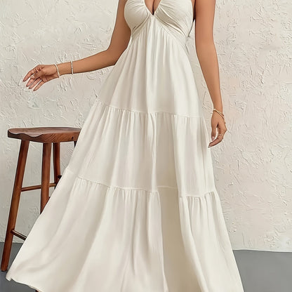 Damen Maxikleid Elegant mit Spaghettiträgern und Rückenfrei – Stilvolles Abend- und Sommerkleid