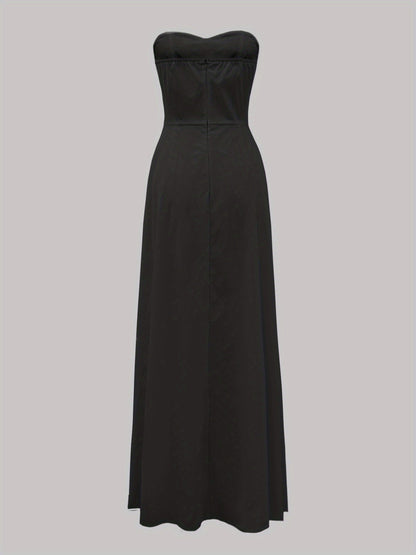 Damen Elegantes Abendkleid mit Bandeau-Design und Knopfleiste – Perfekt für festliche Anlässe