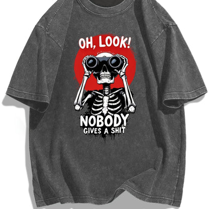 Herren Oversize Statement T-Shirt mit Skelett und lustigem Spruch – Streetwear Grafikshirt
