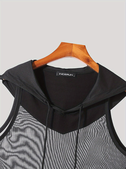 Herren Kapuzen-Sleeveless Tanktop Sportlich Modern Fitness Freizeit