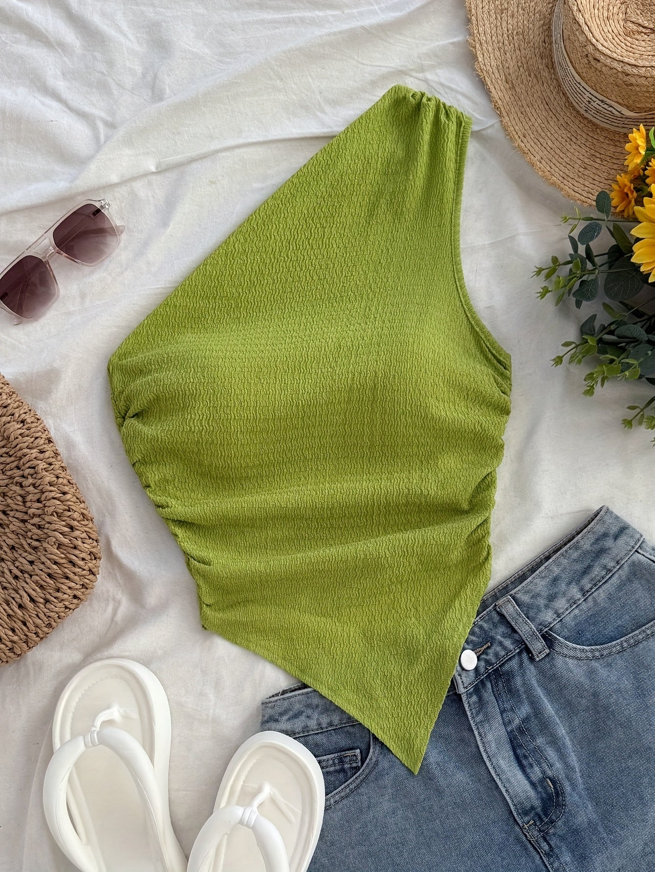 Damen Asymmetrisches Freizeit-Top mit Blumenmuster – Elegantes Sommer Oberteil für Alltag & Urlaub