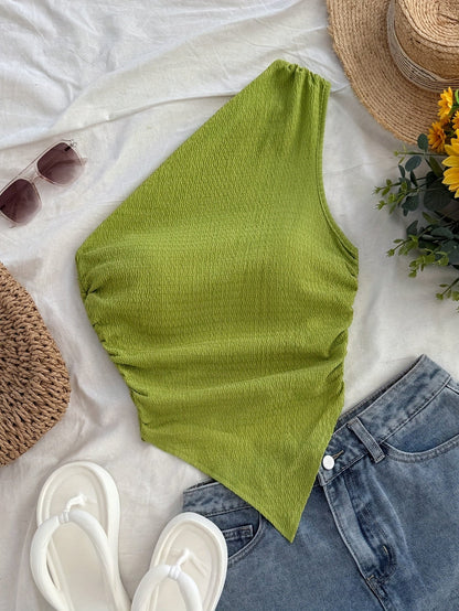 Damen Asymmetrisches Freizeit-Top mit Blumenmuster – Elegantes Sommer Oberteil für Alltag & Urlaub
