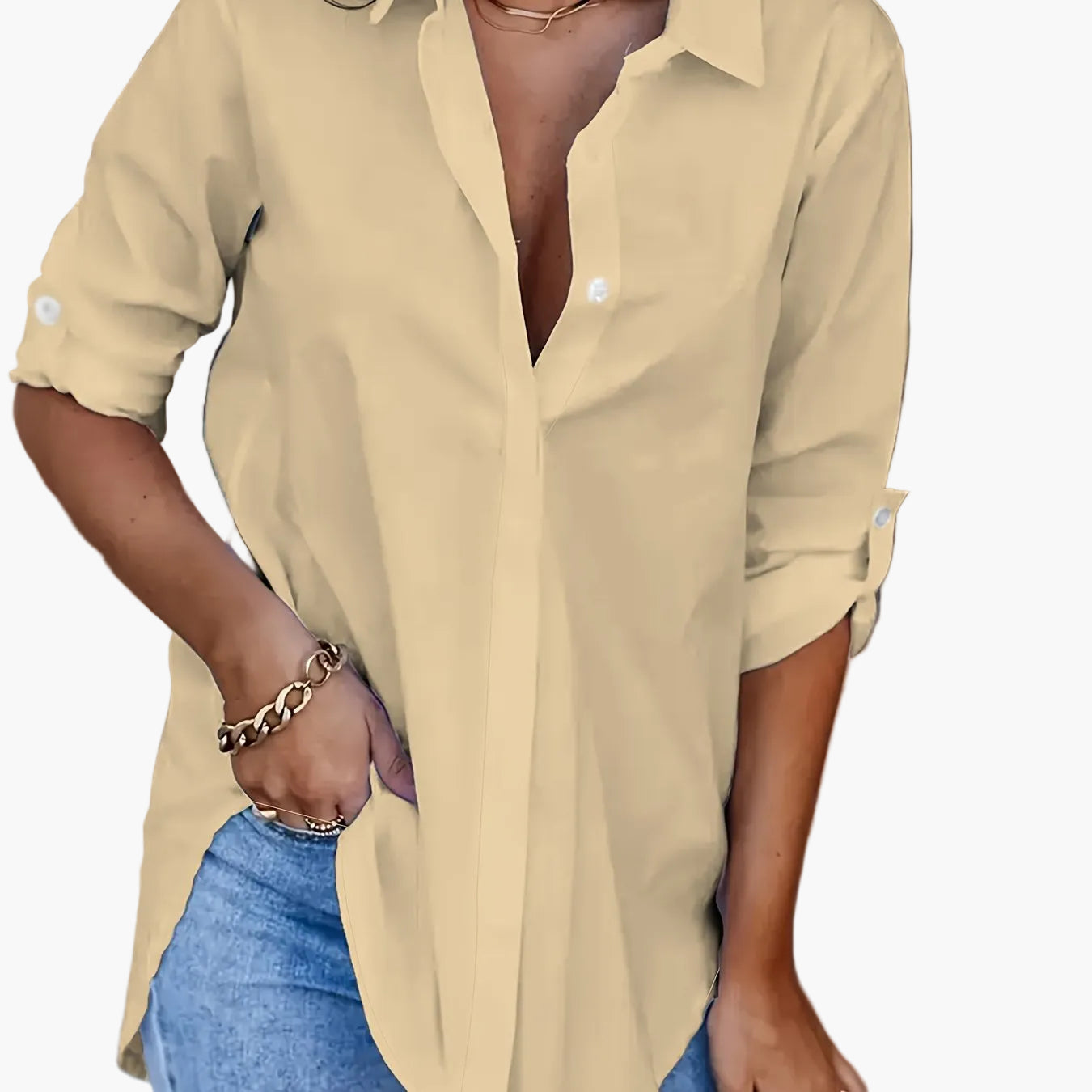 Damen Langarm Bluse im lässigen Hemdblusen-Stil – Perfekt für Alltag und Büro